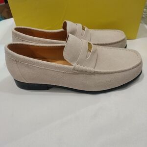 Men's Cream Suede Loafers